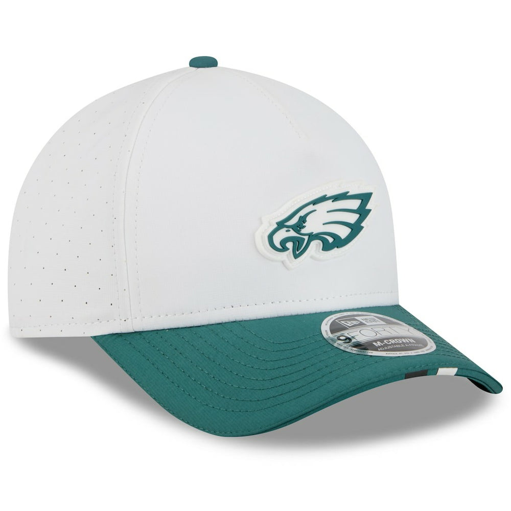 Philadelphia Eagles New Era Youth 2025 NFL Training Camp A-Frame 9FORTY Adjustable Hat - White/Midnight Green Hats