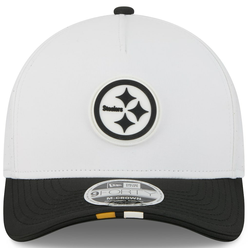 Pittsburgh Steelers New Era Youth 2025 NFL Training Camp A-Frame 9FORTY Adjustable Hat - White/Black Hats