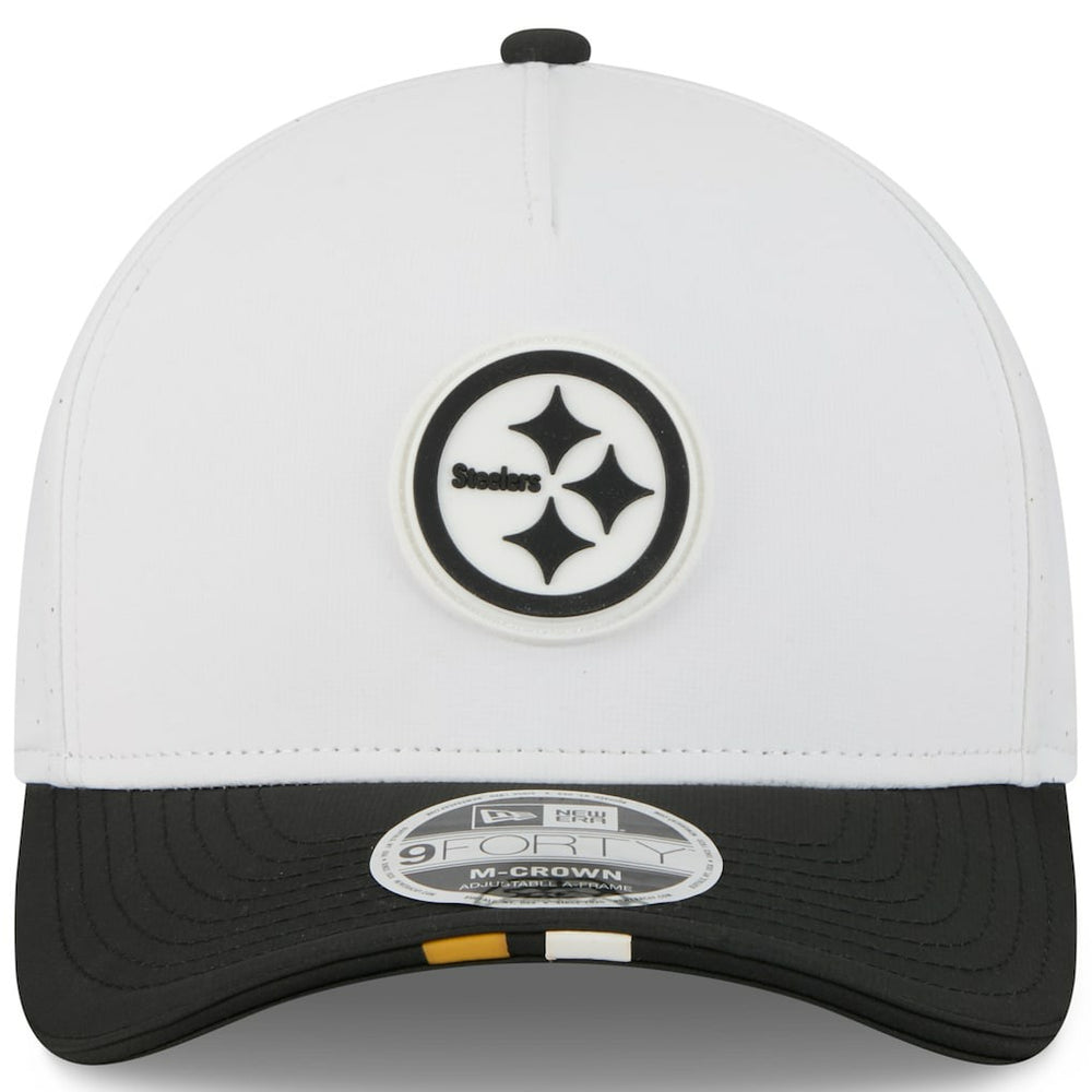 Pittsburgh Steelers New Era Youth 2025 NFL Training Camp A-Frame 9FORTY Adjustable Hat - White/Black Hats