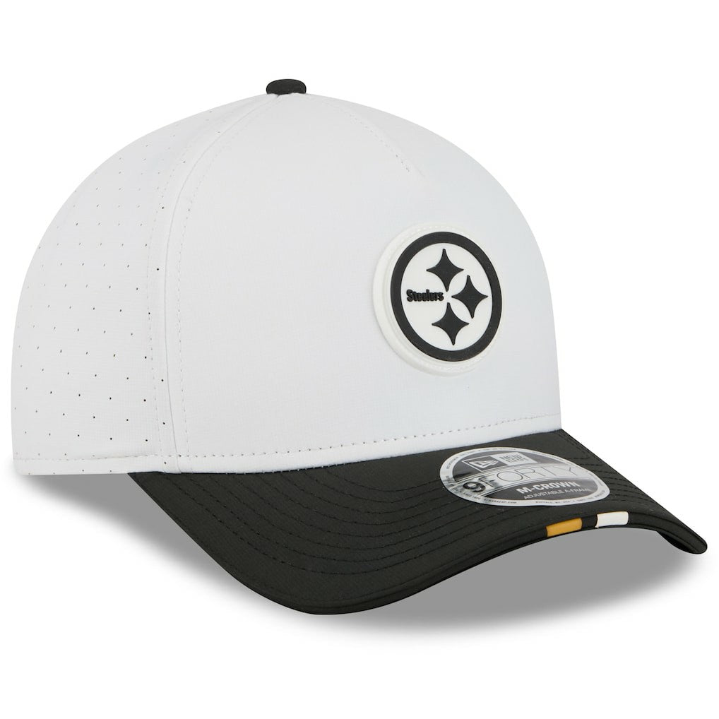 Pittsburgh Steelers New Era Youth 2025 NFL Training Camp A-Frame 9FORTY Adjustable Hat - White/Black Hats