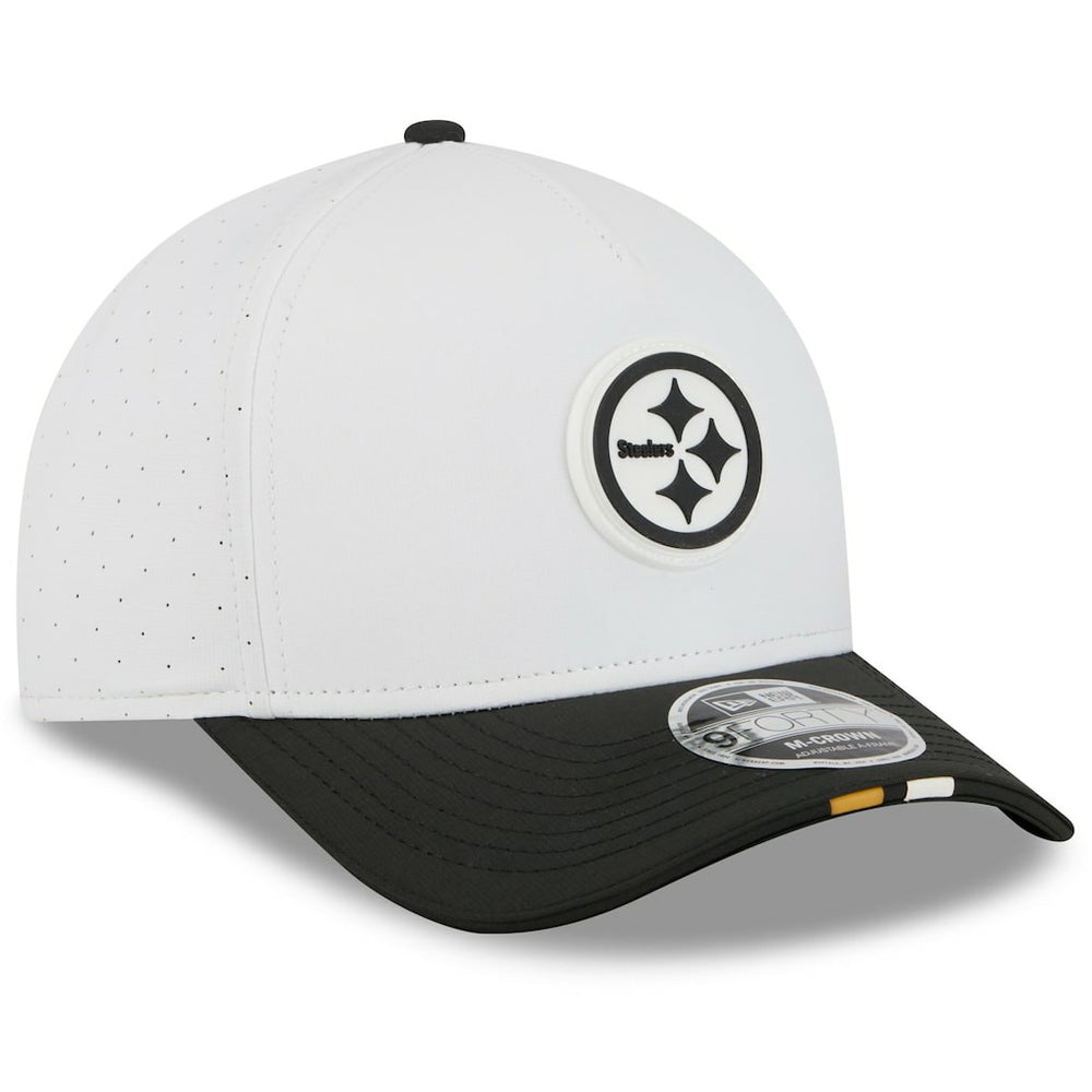 Pittsburgh Steelers New Era Youth 2025 NFL Training Camp A-Frame 9FORTY Adjustable Hat - White/Black Hats