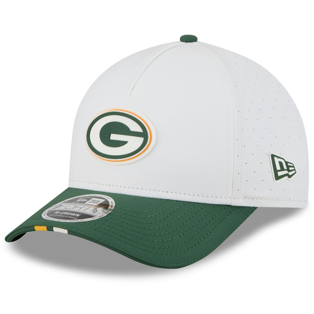 Green Bay Packers New Era Youth 2025 NFL Training Camp A-Frame 9FORTY Adjustable Hat - White/Green Hats