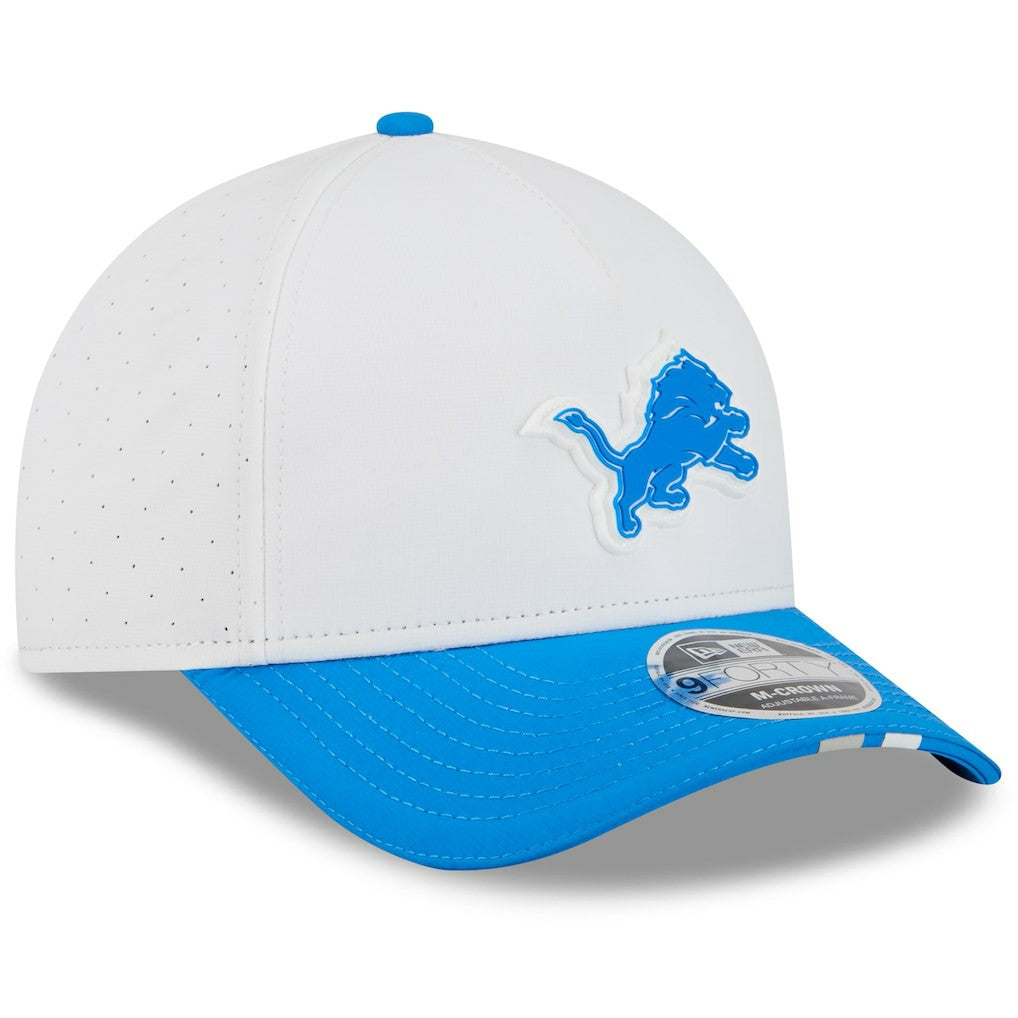 Detroit Lions New Era Youth 2025 NFL Training Camp A-Frame 9FORTY Adjustable Hat - White/Blue Hats