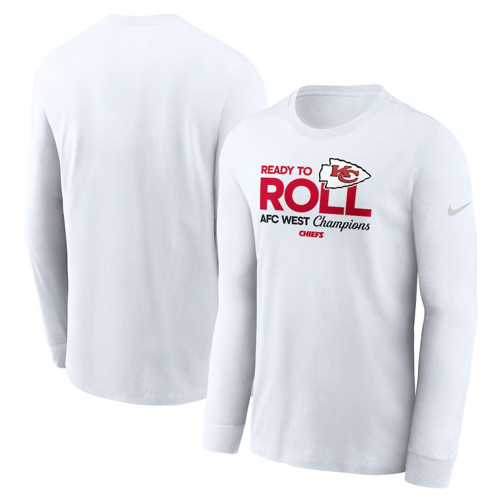 Kansas City Chiefs 2024 AFC West Division Champions Locker Room Trophy Collection Long Sleeve T-Shirt - White T-shirts