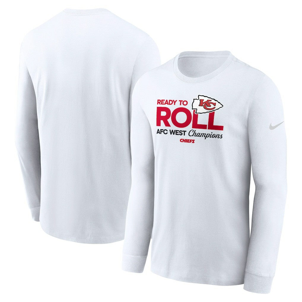 Kansas City Chiefs 2024 AFC West Division Champions Locker Room Trophy Collection Long Sleeve T-Shirt - White T-shirts