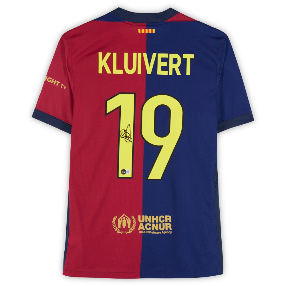 Patrick Kluivert Barcelona Autographed 2024-25 Red/Blue Home Jersey BAS - Fanatics for sale