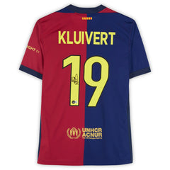 Patrick Kluivert Barcelona Autographed 2024-25 Red/Blue Home Jersey BAS - Fanatics for sale