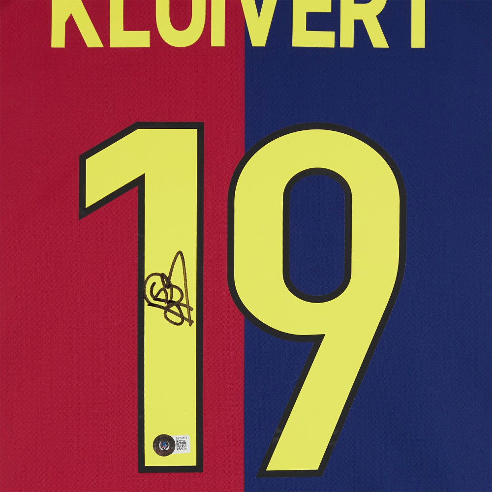 Patrick Kluivert Barcelona Autographed 2024-25 Red/Blue Home Jersey BAS - Fanatics for sale