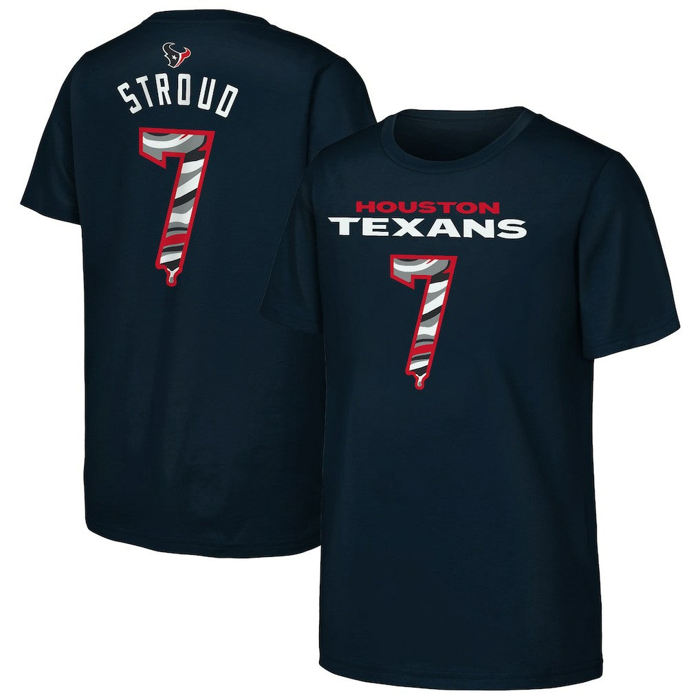 C.J. Stroud Houston Texans Outerstuff Youth Mainliner Drip Player Name & Number T-Shirt - Navy T-shirts