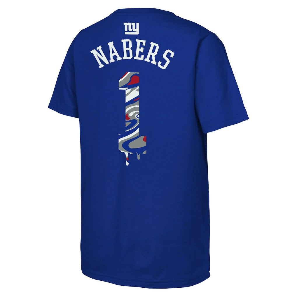 Malik Nabers New York Giants Outerstuff Youth Mainliner Drip Player Name & Number T-Shirt - Royal T-shirts