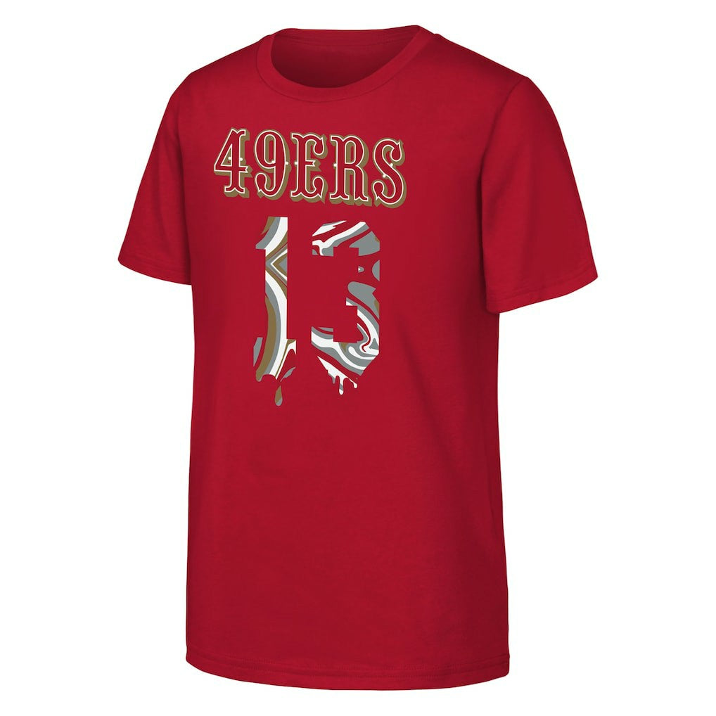 Brock Purdy San Francisco 49ers Outerstuff Youth Mainliner Drip Player Name & Number T-Shirt - Scarlet T-shirts