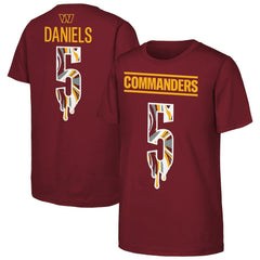 Jayden Daniels Washington Commanders Outerstuff Youth Mainliner Drip Player Name & Number T-Shirt - Burgundy T-shirts