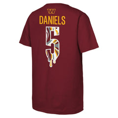 Jayden Daniels Washington Commanders Outerstuff Youth Mainliner Drip Player Name & Number T-Shirt - Burgundy T-shirts