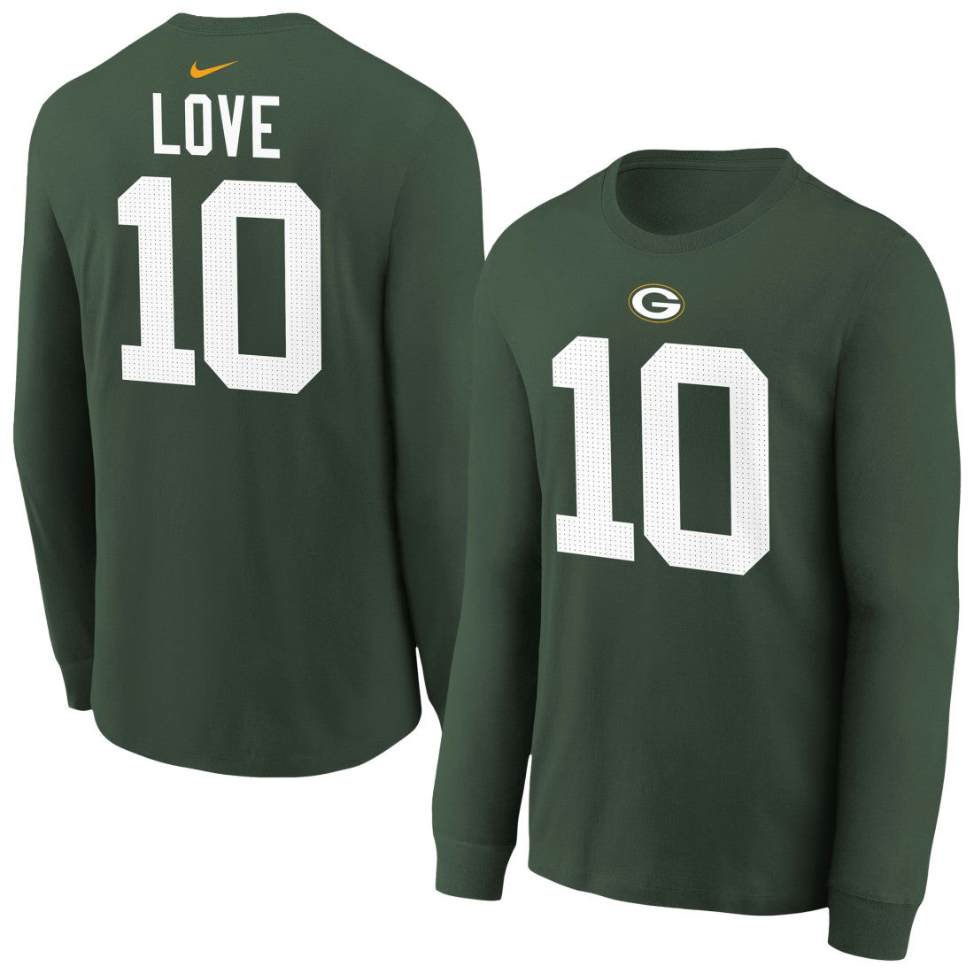 Jordan Love Green Bay Packers Youth Player Name & Number Long Sleeve T-Shirt - Green T-shirts