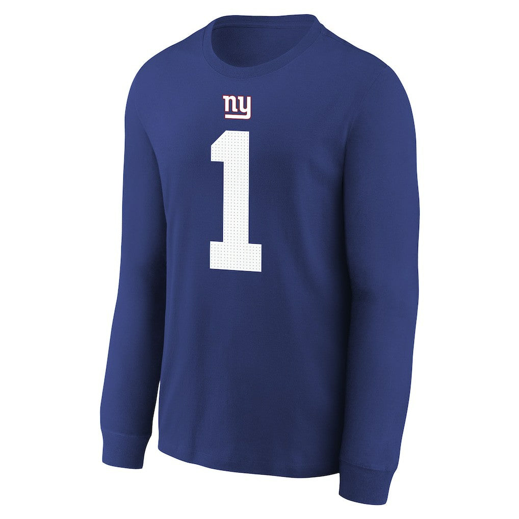 Malik Nabers New York Giants Youth Player Name & Number Long Sleeve T-Shirt - Royal T-shirts