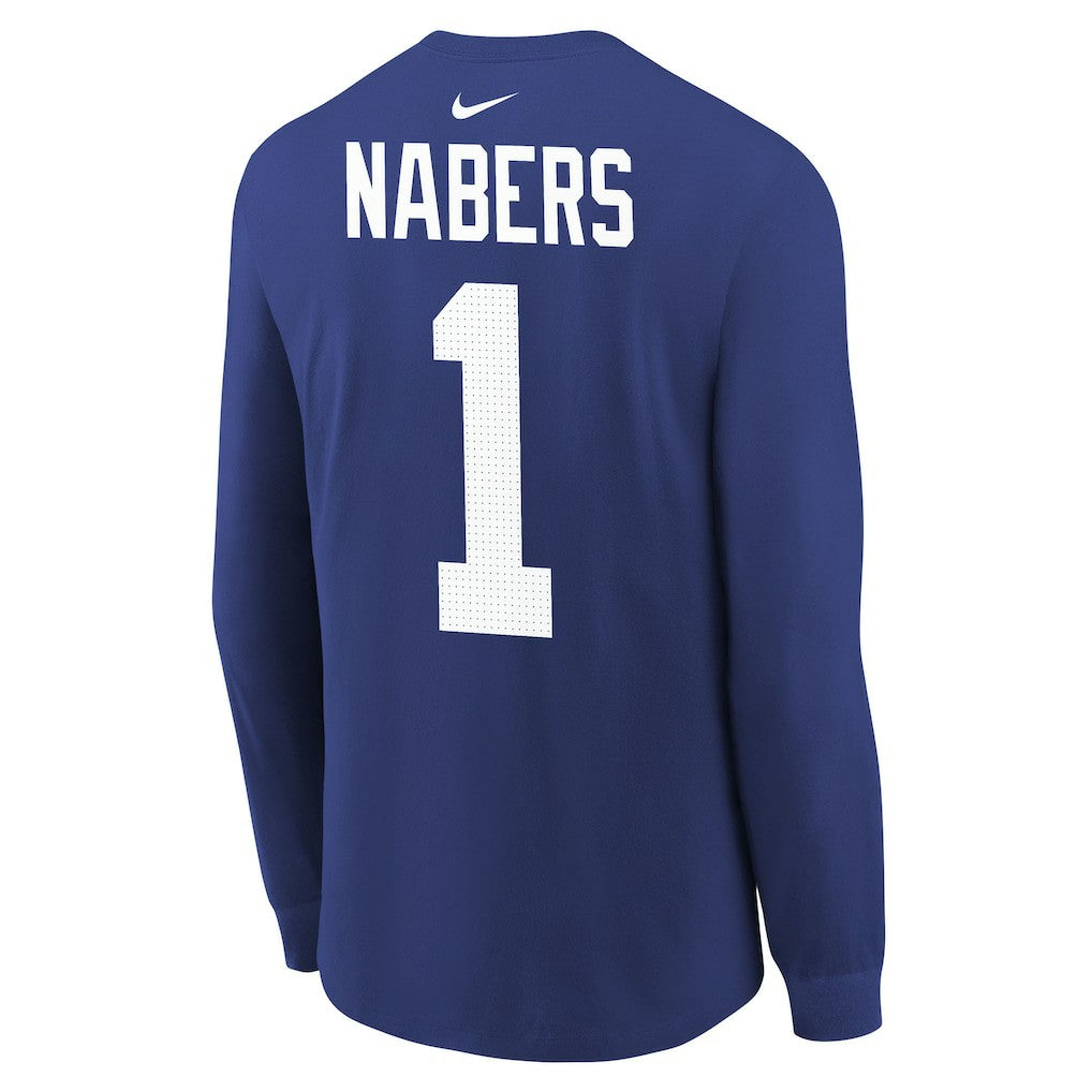 Malik Nabers New York Giants Youth Player Name & Number Long Sleeve T-Shirt - Royal T-shirts