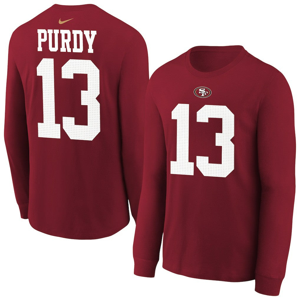 Brock Purdy San Francisco 49ers Youth Player Name & Number Long Sleeve T-Shirt - Scarlet T-shirts