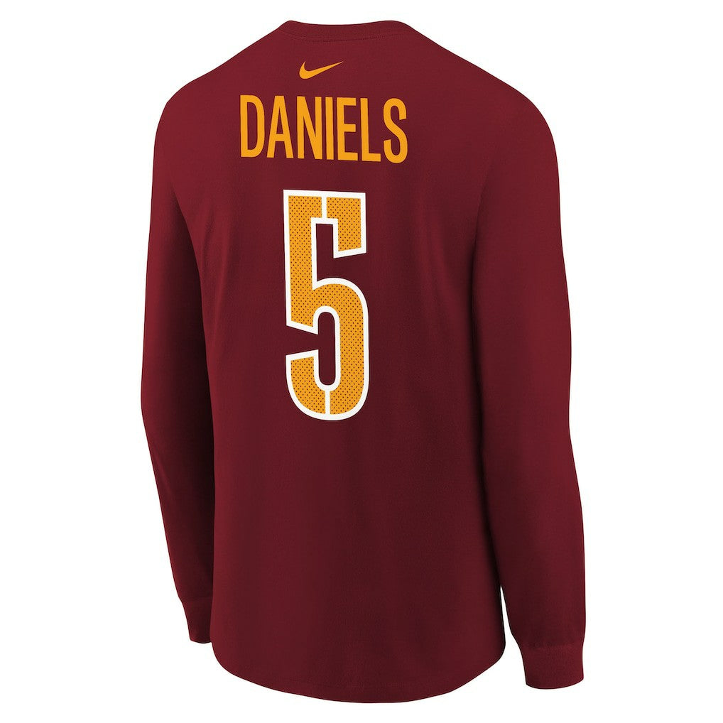 Jayden Daniels Washington Commanders Youth Player Name & Number Long Sleeve T-Shirt - Burgundy T-shirts