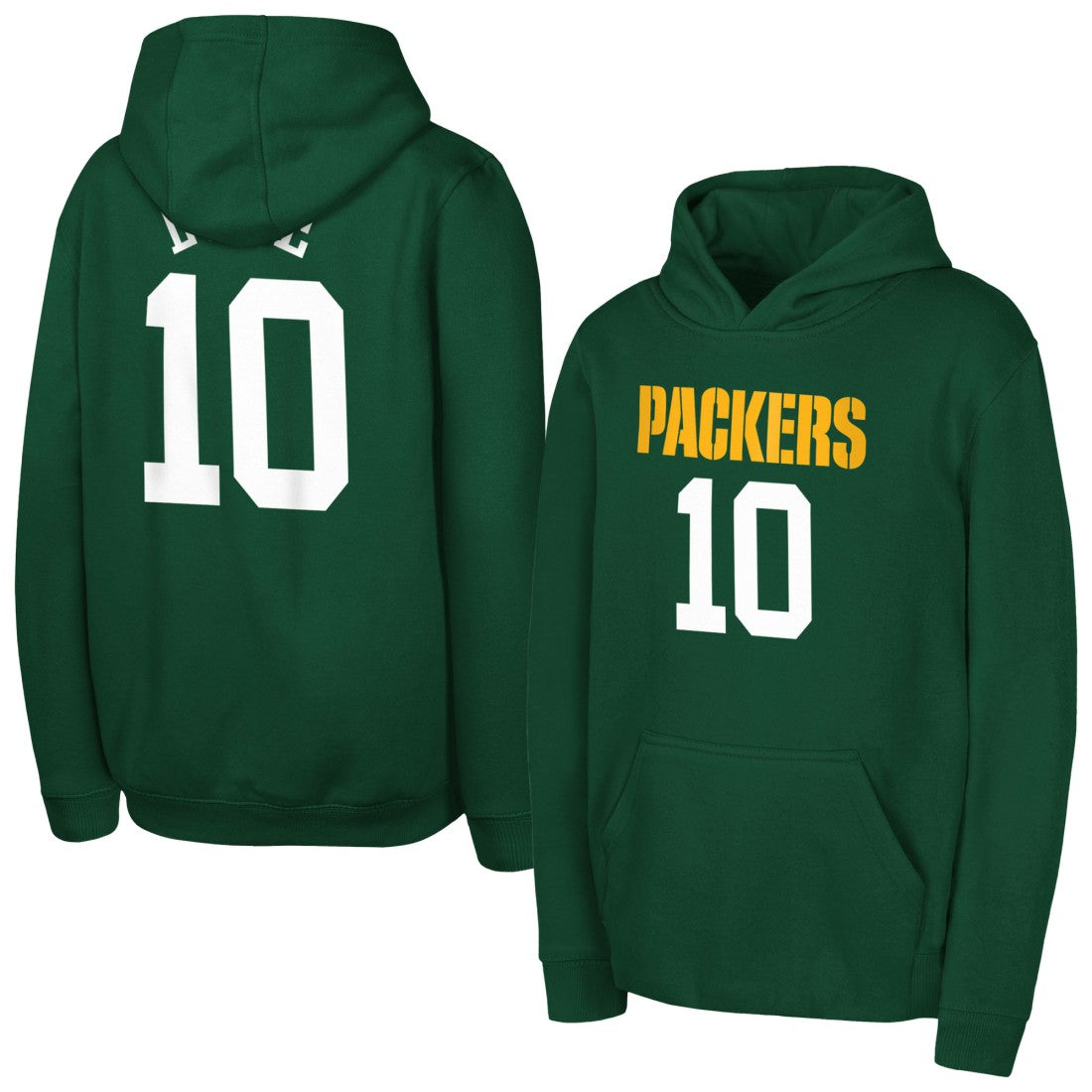 Jordan Love Green Bay Packers Outerstuff Mainliner Player Name & Number Hoodie - Green Hoodies