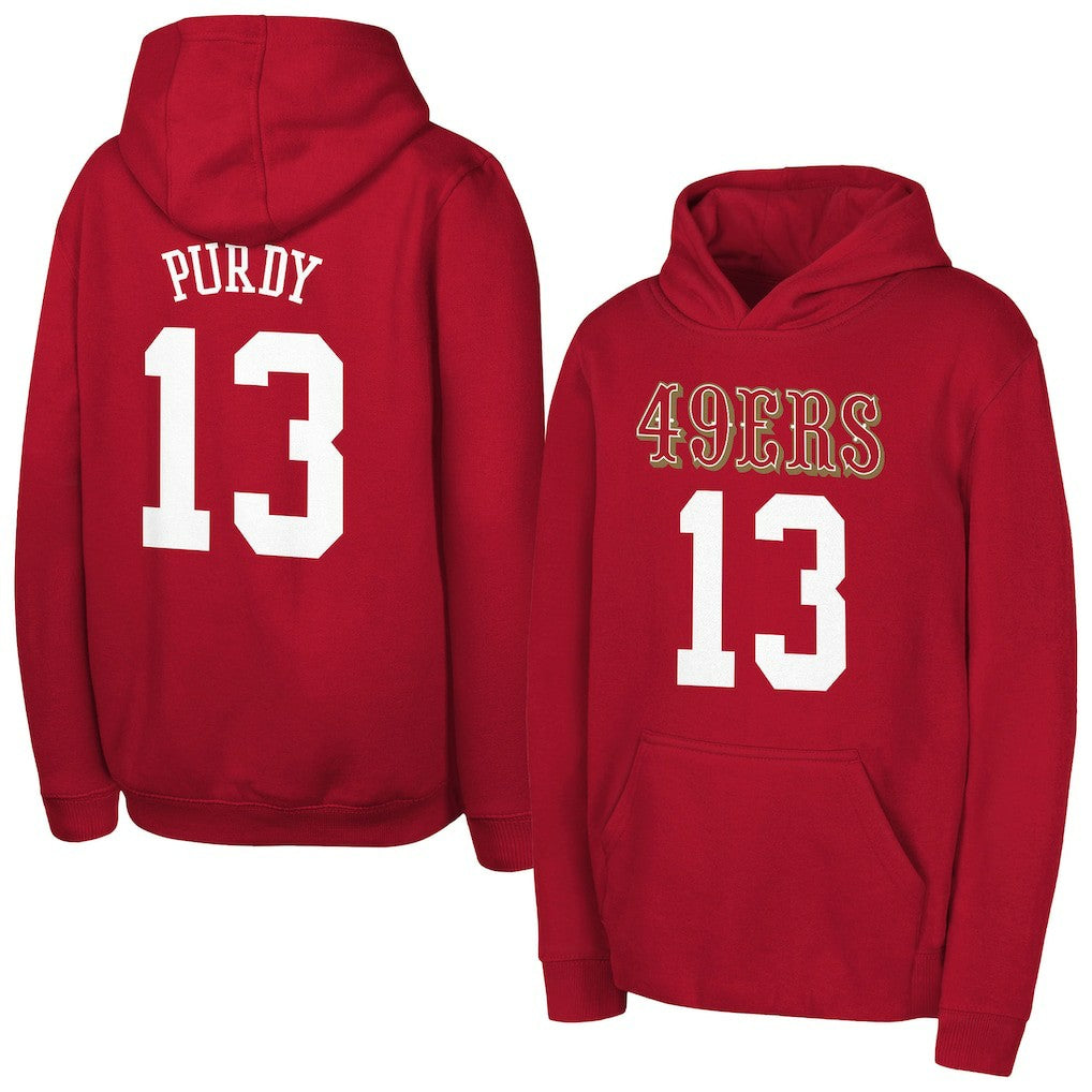 Brock Purdy San Francisco 49ers Outerstuff Mainliner Player Name & Number Hoodie - Scarlet Hoodies