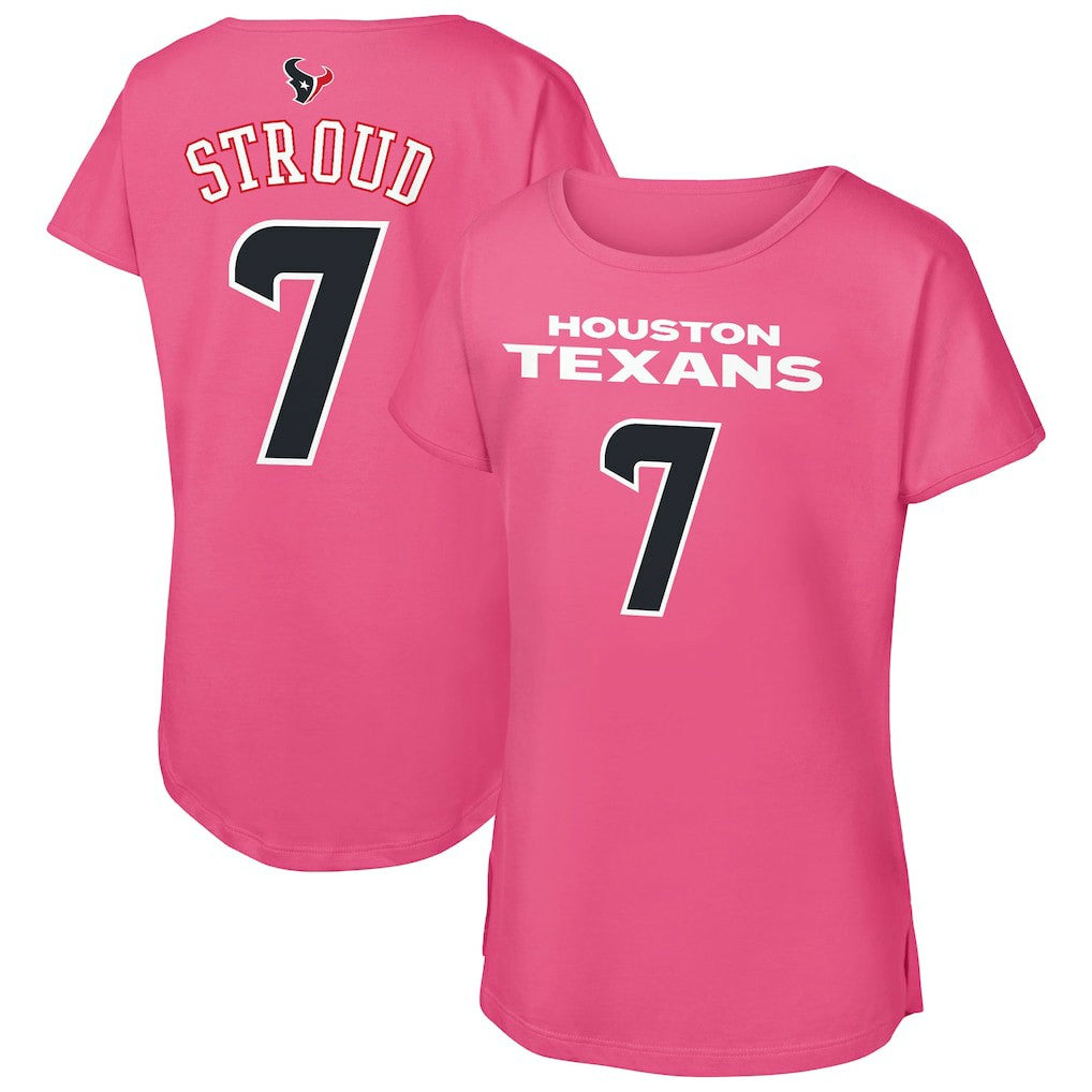 C.J. Stroud Houston Texans Outerstuff Girls Youth Player Name & Number T-Shirt - Pink T-shirts