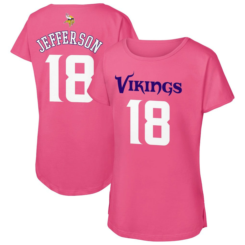 Justin Jefferson Minnesota Vikings Outerstuff Girls Youth Player Name & Number T-Shirt - Pink T-shirts
