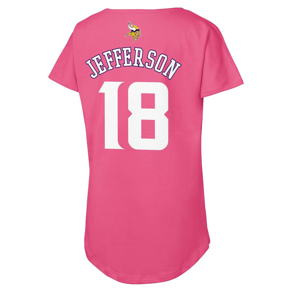 Justin Jefferson Minnesota Vikings Outerstuff Girls Youth Player Name & Number T-Shirt - Pink T-shirts