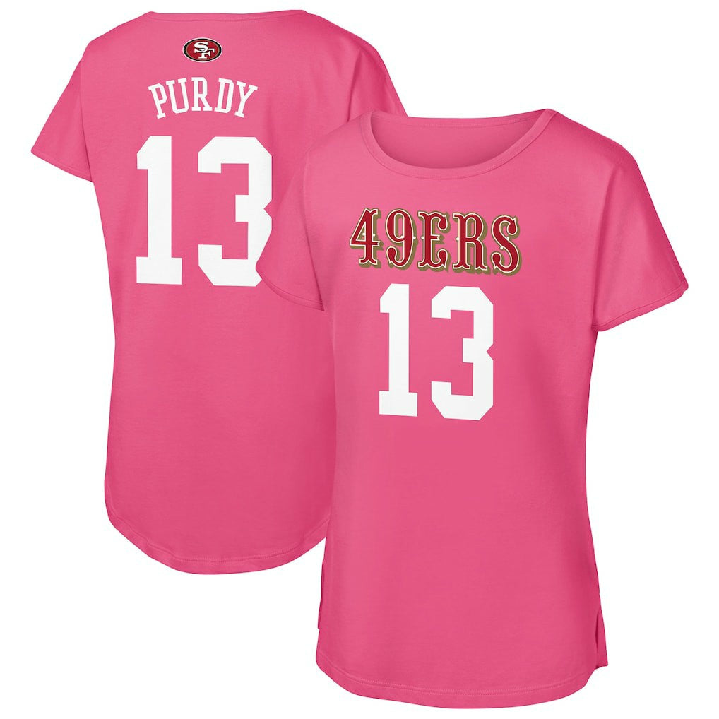 Brock Purdy San Francisco 49ers Outerstuff Girls Youth Player Name & Number T-Shirt - Pink T-shirts