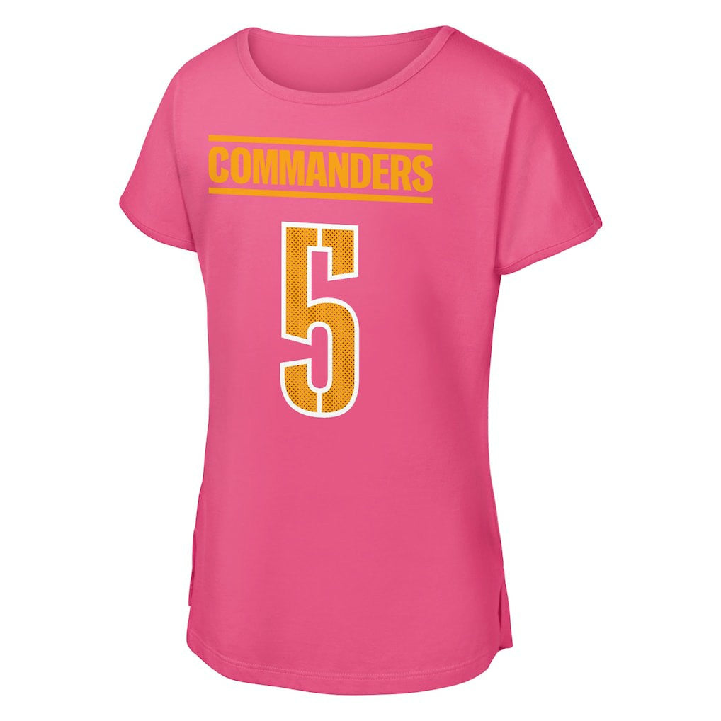 Jayden Daniels Washington Commanders Outerstuff Girls Youth Player Name & Number T-Shirt - Pink T-shirts