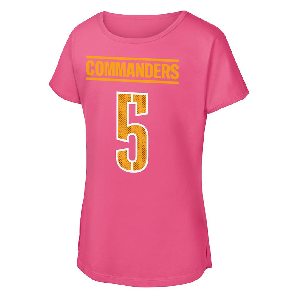 Jayden Daniels Washington Commanders Outerstuff Girls Youth Player Name & Number T-Shirt - Pink T-shirts