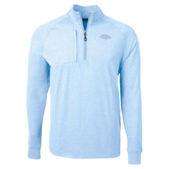 Baltimore Ravens Cutter & Buck Raglan Adapt Eco Knit Heather Quarter-Zip Top - Powder Blue Tops