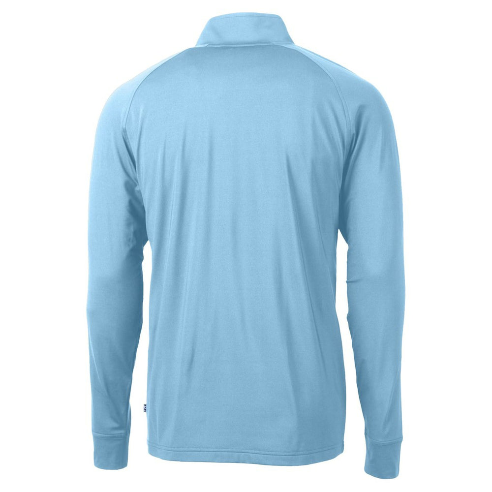 San Francisco 49ers Cutter & Buck Raglan Adapt Eco Knit Stretch Recycled Quarter-Zip Top - Powder Blue Tops
