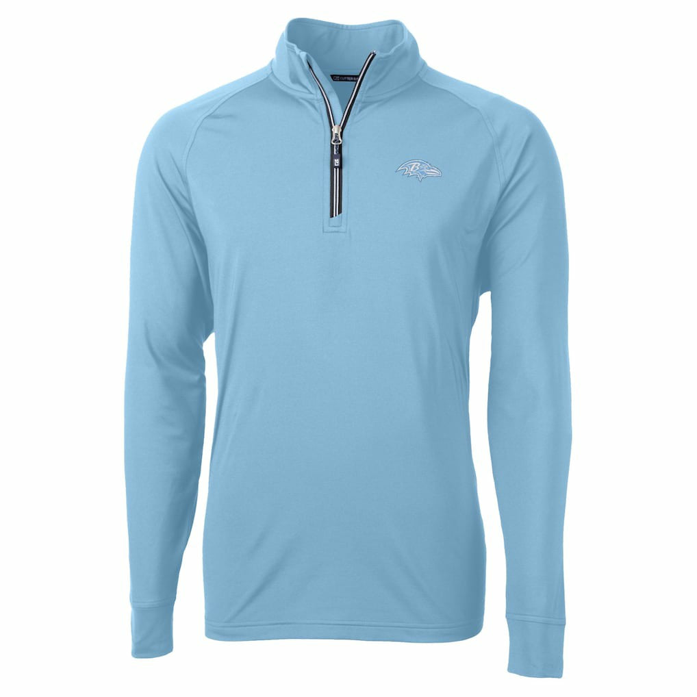 Baltimore Ravens Cutter & Buck Raglan Adapt Eco Knit Stretch Recycled Quarter-Zip Top - Powder Blue Tops