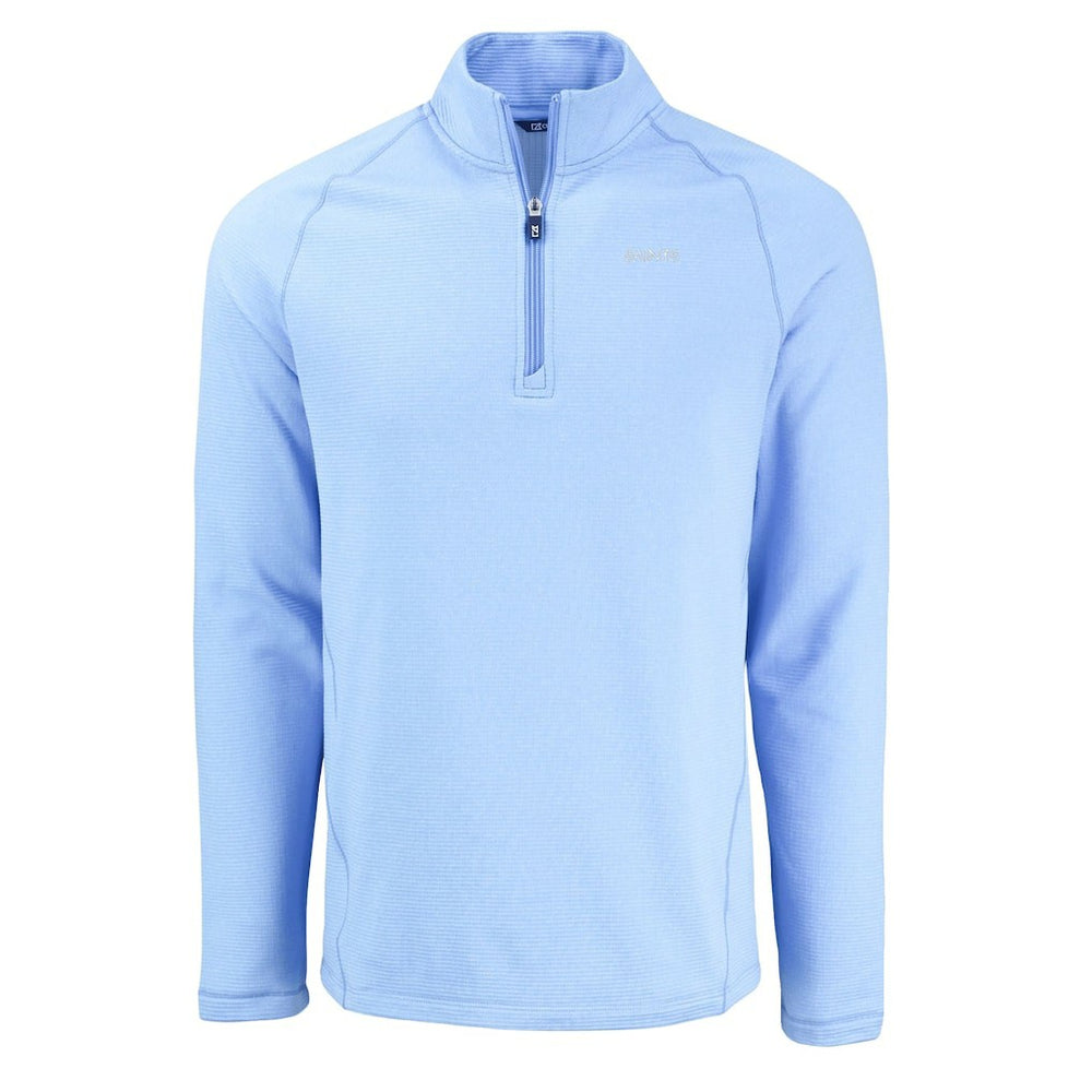 New Orleans Saints Cutter & Buck Peshastin Eco Fleece Recycled Raglan Quarter-Zip Top - Powder Blue Tops