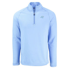 Carolina Panthers Cutter & Buck Peshastin Eco Fleece Recycled Raglan Quarter-Zip Top - Powder Blue Tops
