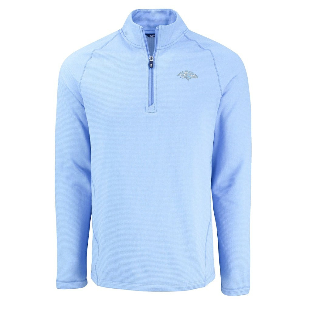 Baltimore Ravens Cutter & Buck Peshastin Eco Fleece Recycled Raglan Quarter-Zip Top - Powder Blue Tops