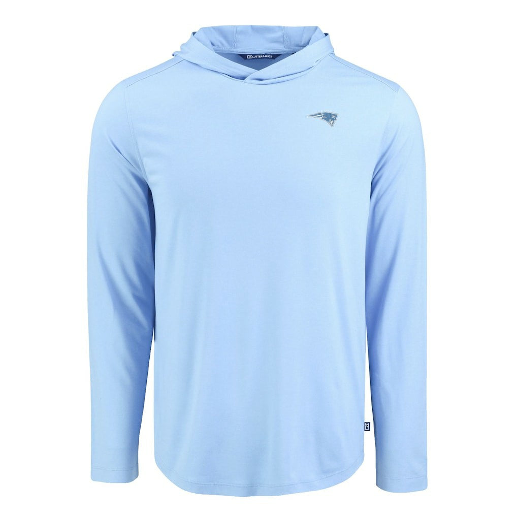 New England Patriots Men's Cutter & Buck Coastline Epic Comfort Eco Recycled Men's Hooded Shirt - Powder Blue