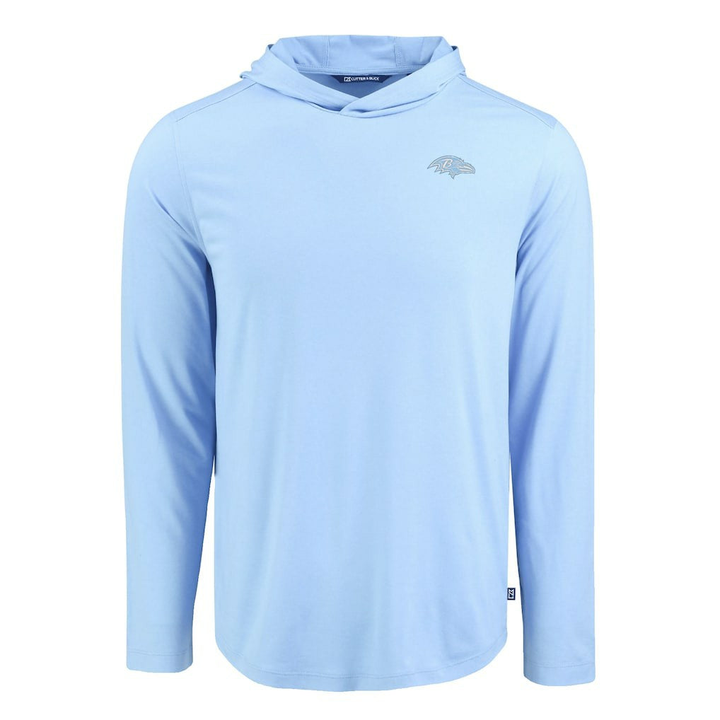 Baltimore Ravens Men's Cutter & Buck Coastline Epic Comfort Eco Recycled Men's Hooded Shirt - Powder Blue