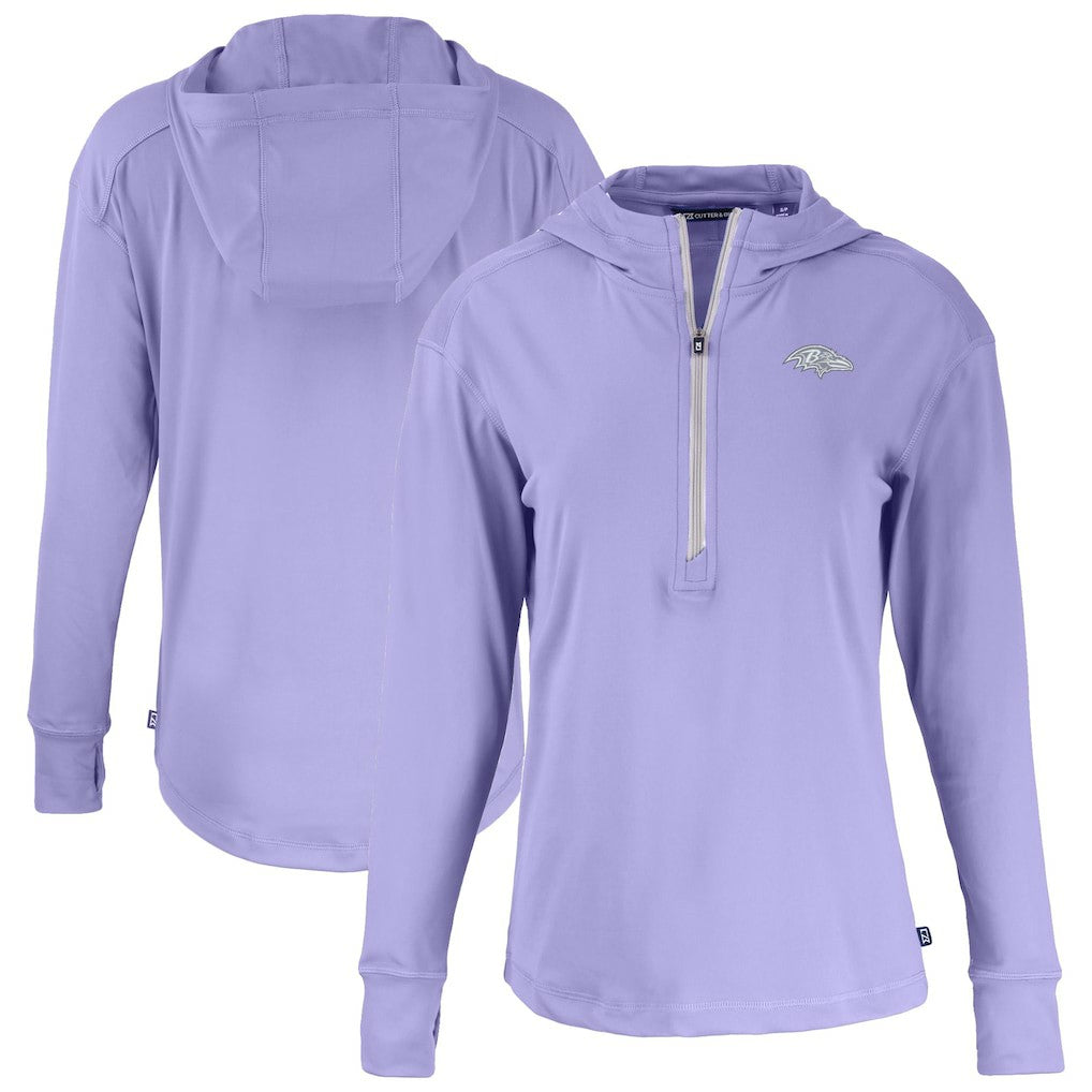Baltimore Ravens Cutter & Buck Women's Daybreak Eco Recycled Half-Zip Hoodie - Purple Hoodies