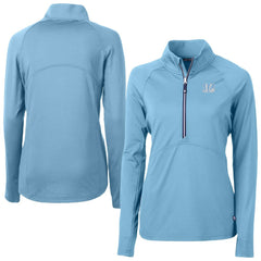 Cincinnati Bengals Cutter & Buck Women's Adapt Eco Knit Stretch Recycled Half-Zip Top - Powder Blue Tops