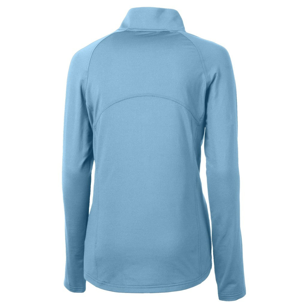 Carolina Panthers Cutter & Buck Women's Adapt Eco Knit Stretch Recycled Half-Zip Top - Powder Blue Tops