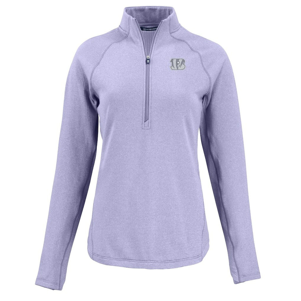 Cincinnati Bengals Cutter & Buck Women's Peshastin Eco Fleece Recycled Half-Zip Top - Purple Tops