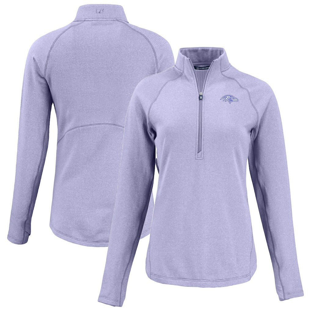 Baltimore Ravens Cutter & Buck Women's Peshastin Eco Fleece Recycled Half-Zip Top - Purple Tops