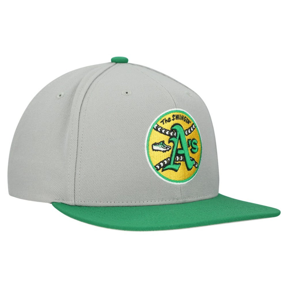 Athletics Mitchell & Ness Cooperstown Collection Basic Flip Snapback Hat - Gray Hats