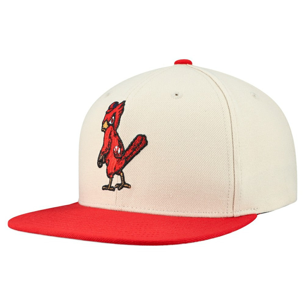St. Louis Cardinals Mitchell & Ness Cooperstown Collection Basic Flip Snapback Hat - Cream Hats