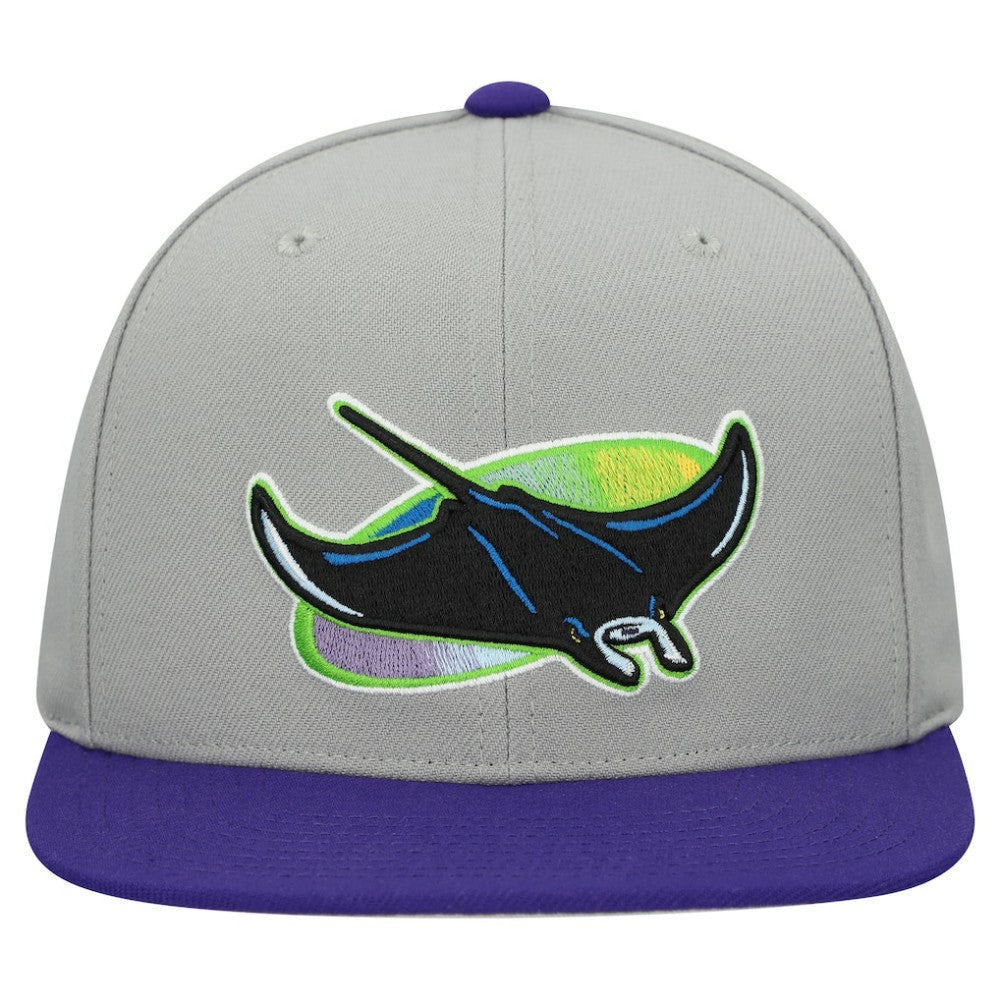 Tampa Bay Rays Mitchell & Ness Cooperstown Collection Basic Flip Snapback Hat - Gray Hats