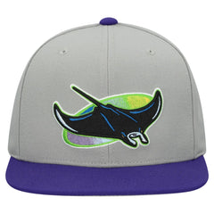 Tampa Bay Rays Mitchell & Ness Cooperstown Collection Basic Flip Snapback Hat - Gray Hats