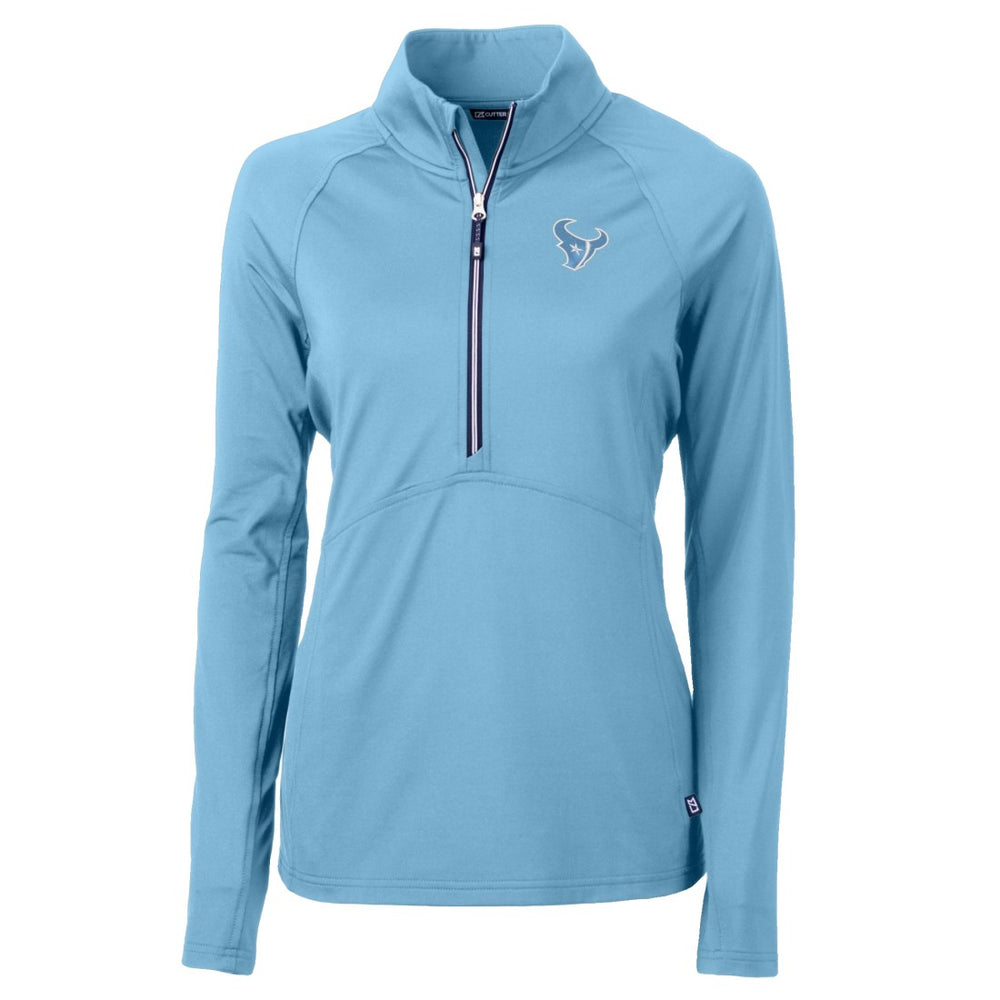 Houston Texans Cutter & Buck Women's Adapt Eco Knit Stretch Recycled Half-Zip Top - Powder Blue Tops