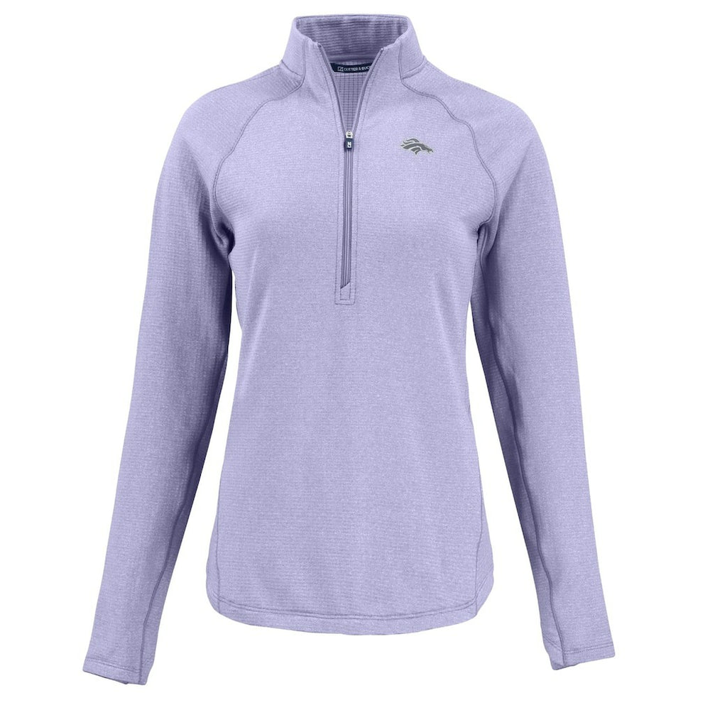 Denver Broncos Cutter & Buck Women's Peshastin Eco Fleece Recycled Half-Zip Top - Purple Tops