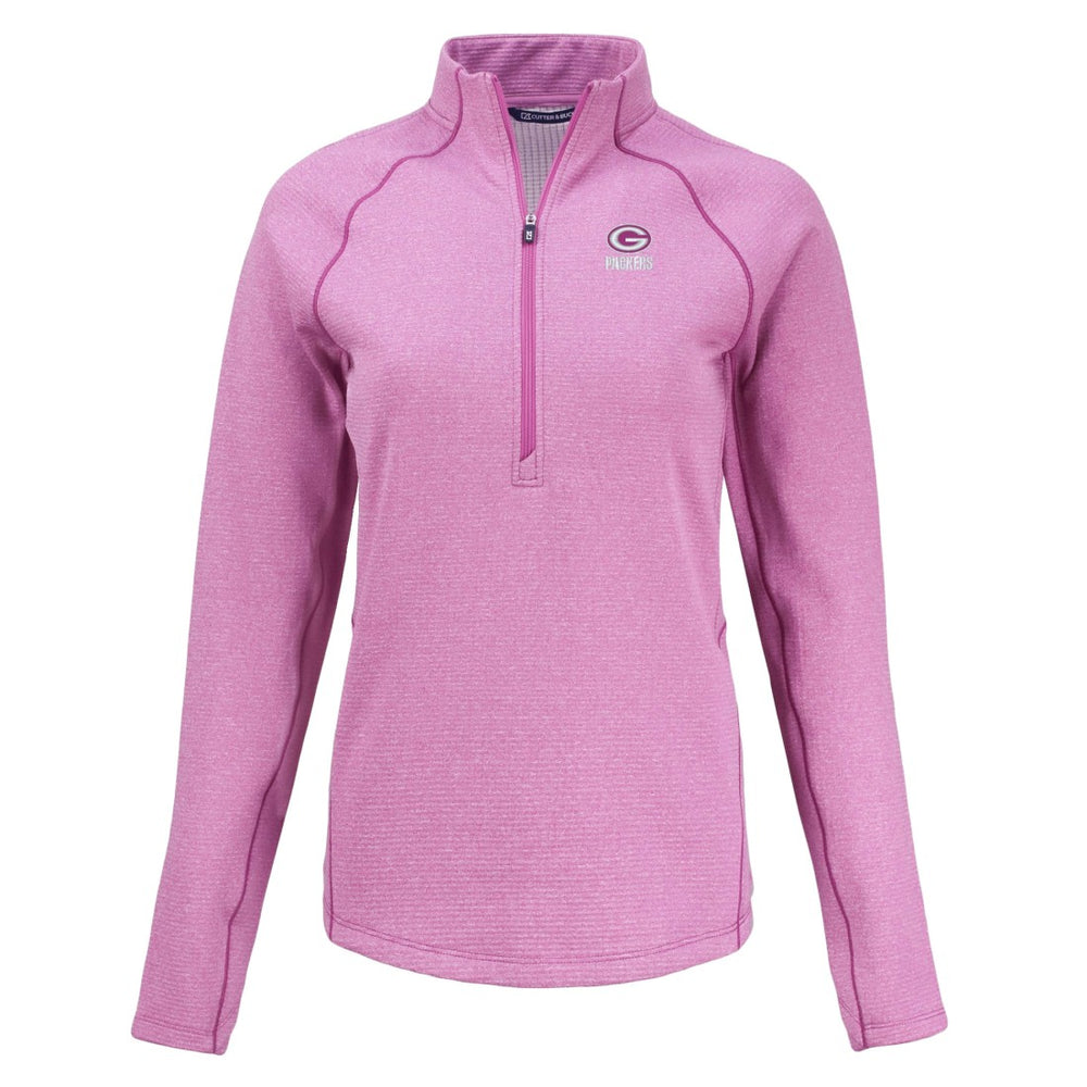 Green Bay Packers Cutter & Buck Women's Peshastin Eco Fleece Recycled Half-Zip Top - Pink Tops